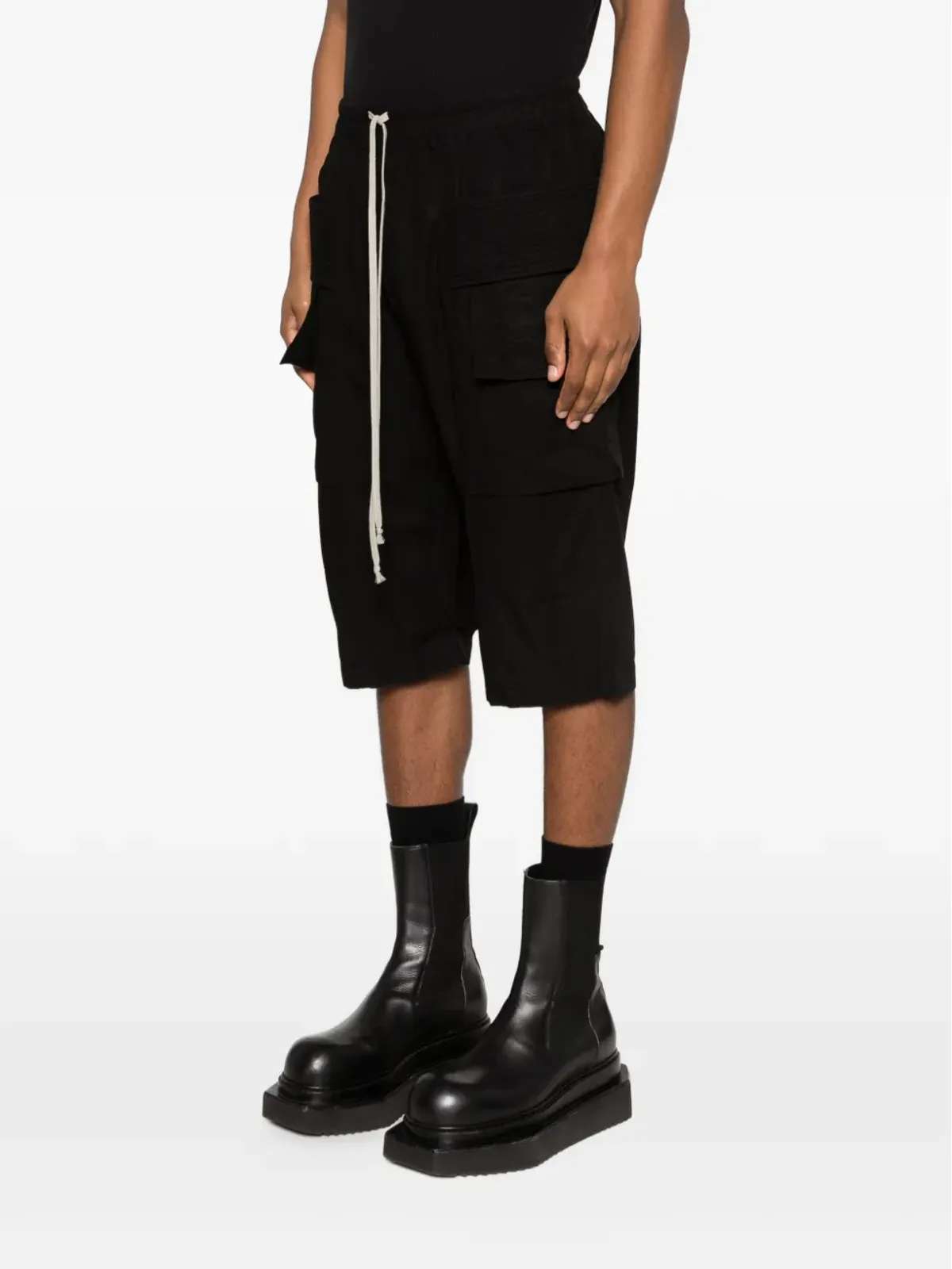 Rick Owens DRKSHDW Creatch カーゴポケット ドローコード付きショーツ - ブラック - 画像3