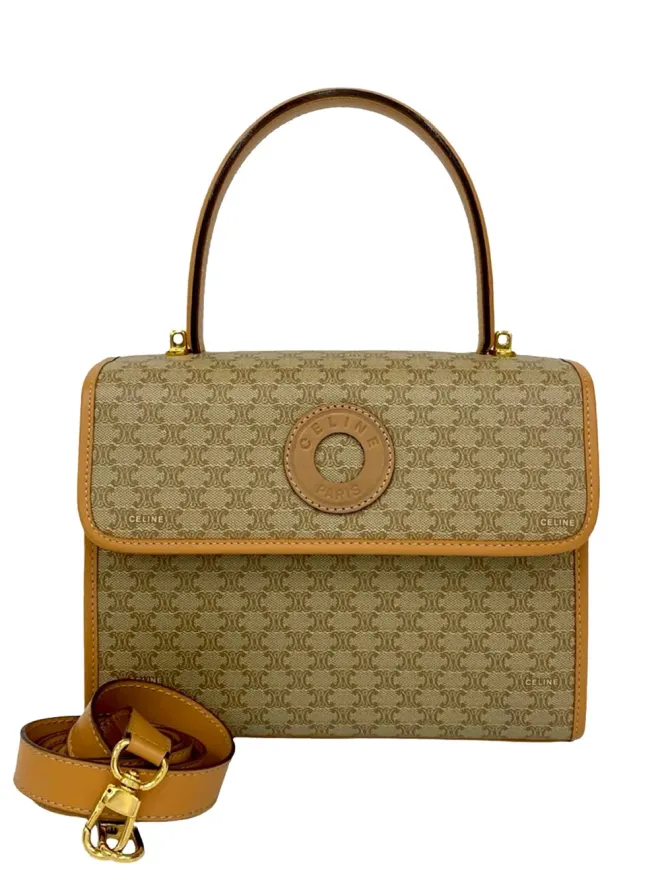 Celine Pre-Owned Celine Pre-Owned マカダム コーテッドキャンバス サッチェル ブラウンの商品画像