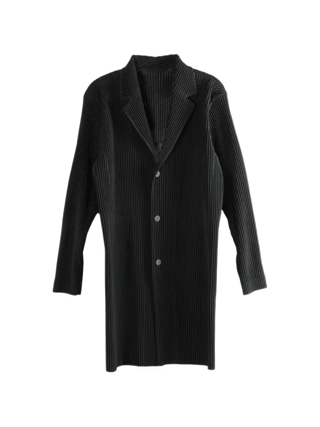 Homme Plissé Issey Miyake Homme Plissé Issey Miyake プリーツボタン留めコートの商品画像