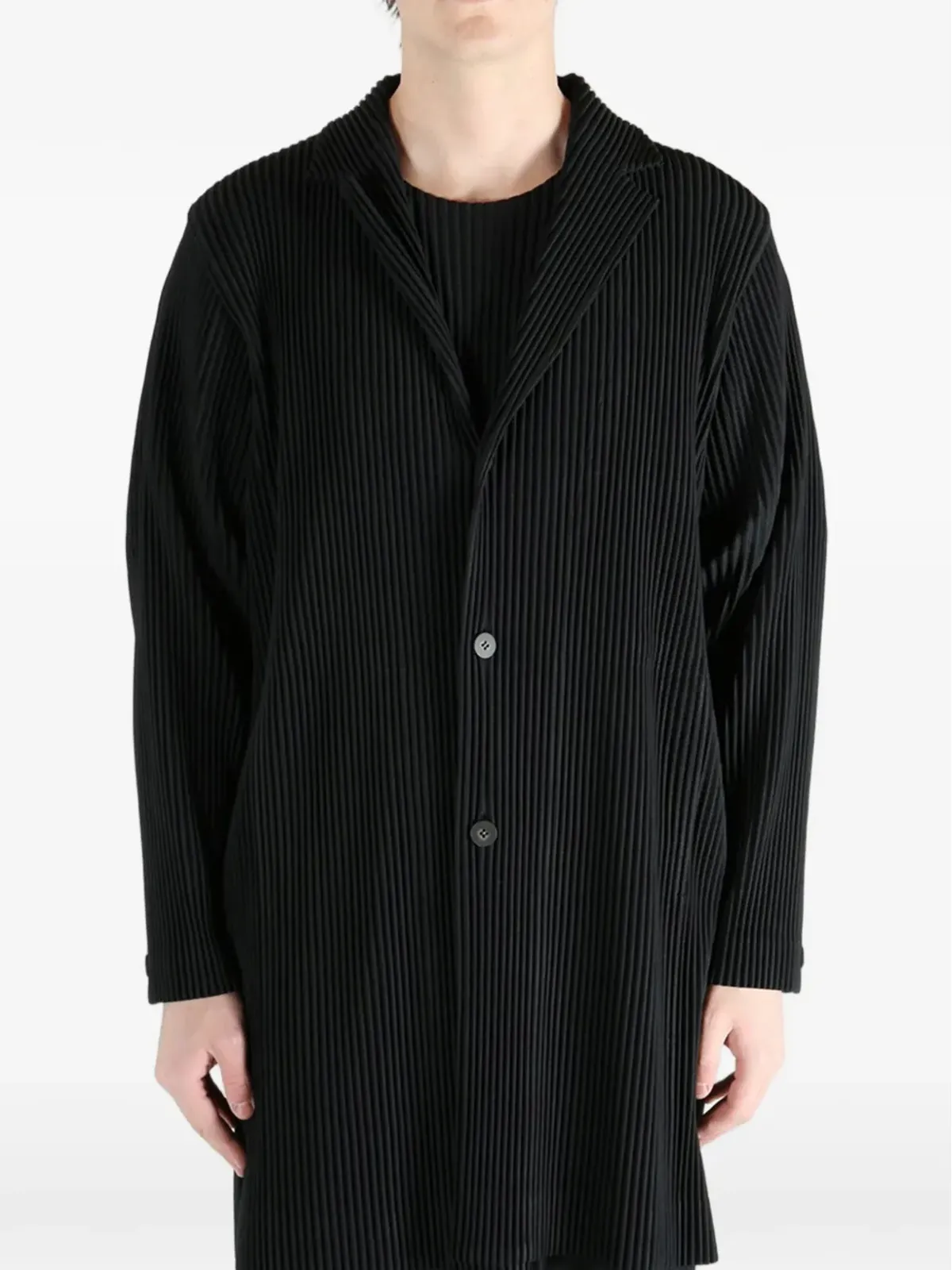 Homme Plissé Issey Miyake プリーツボタン留めコート - 画像3