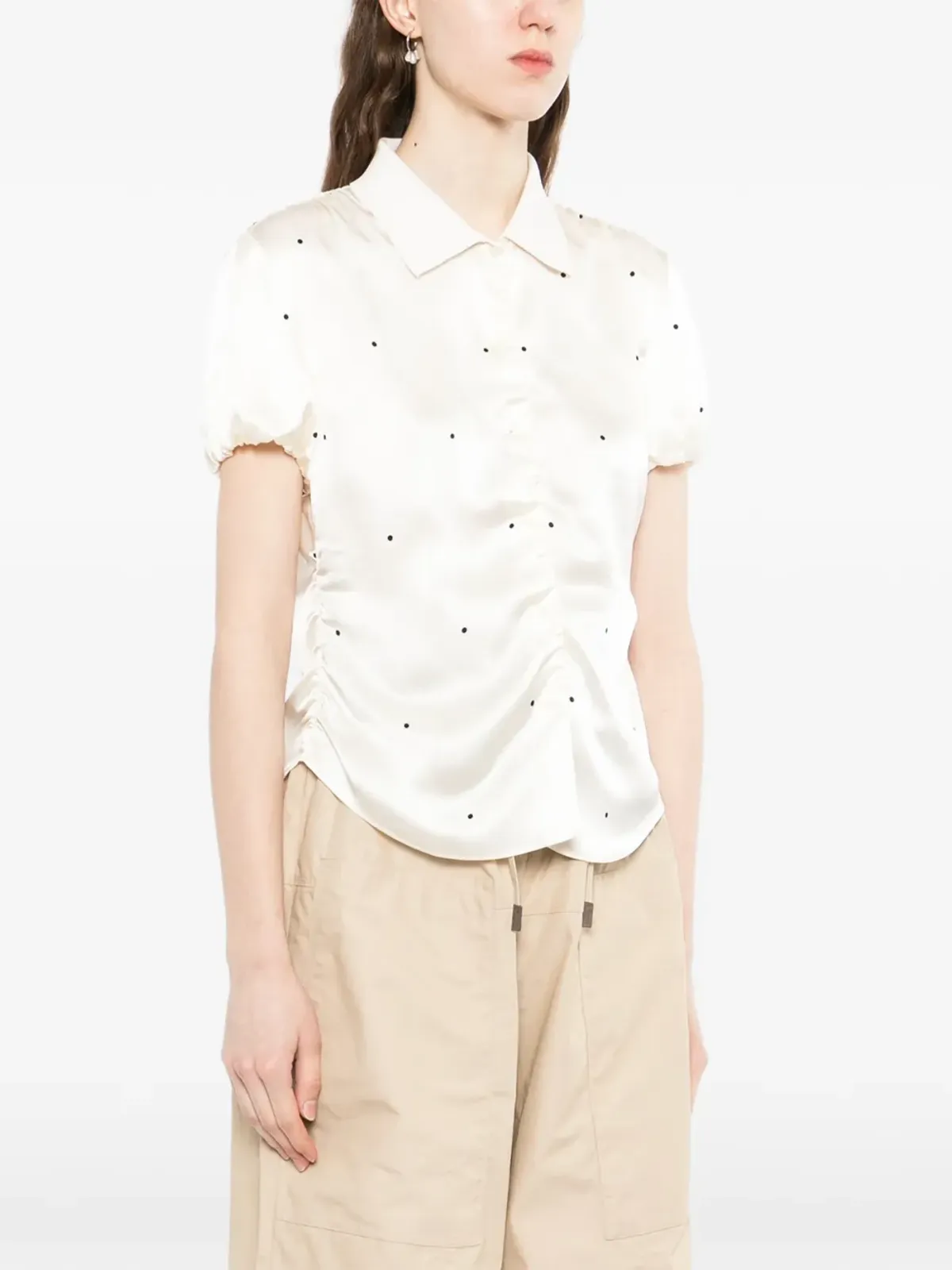 LESS 水玉柄シルクブラウス - 画像3
