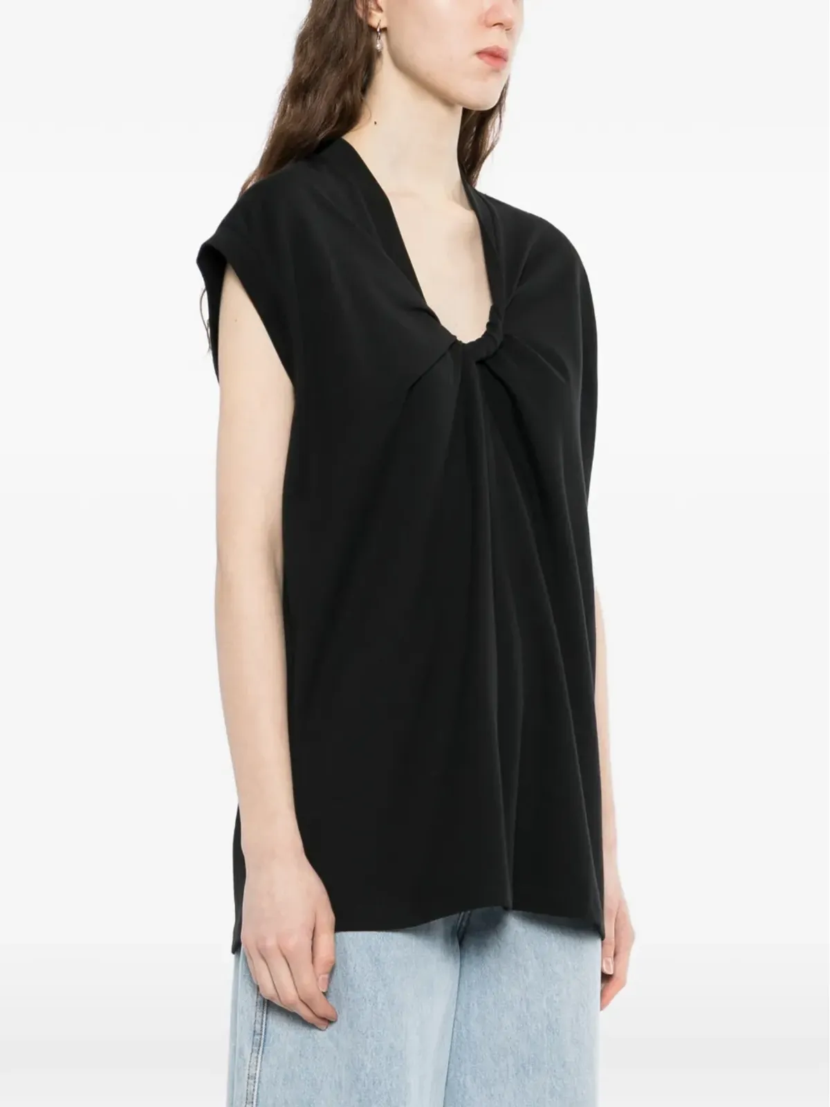 LESS ボウノットプリーツ ノースリーブ Tシャツ - 画像3