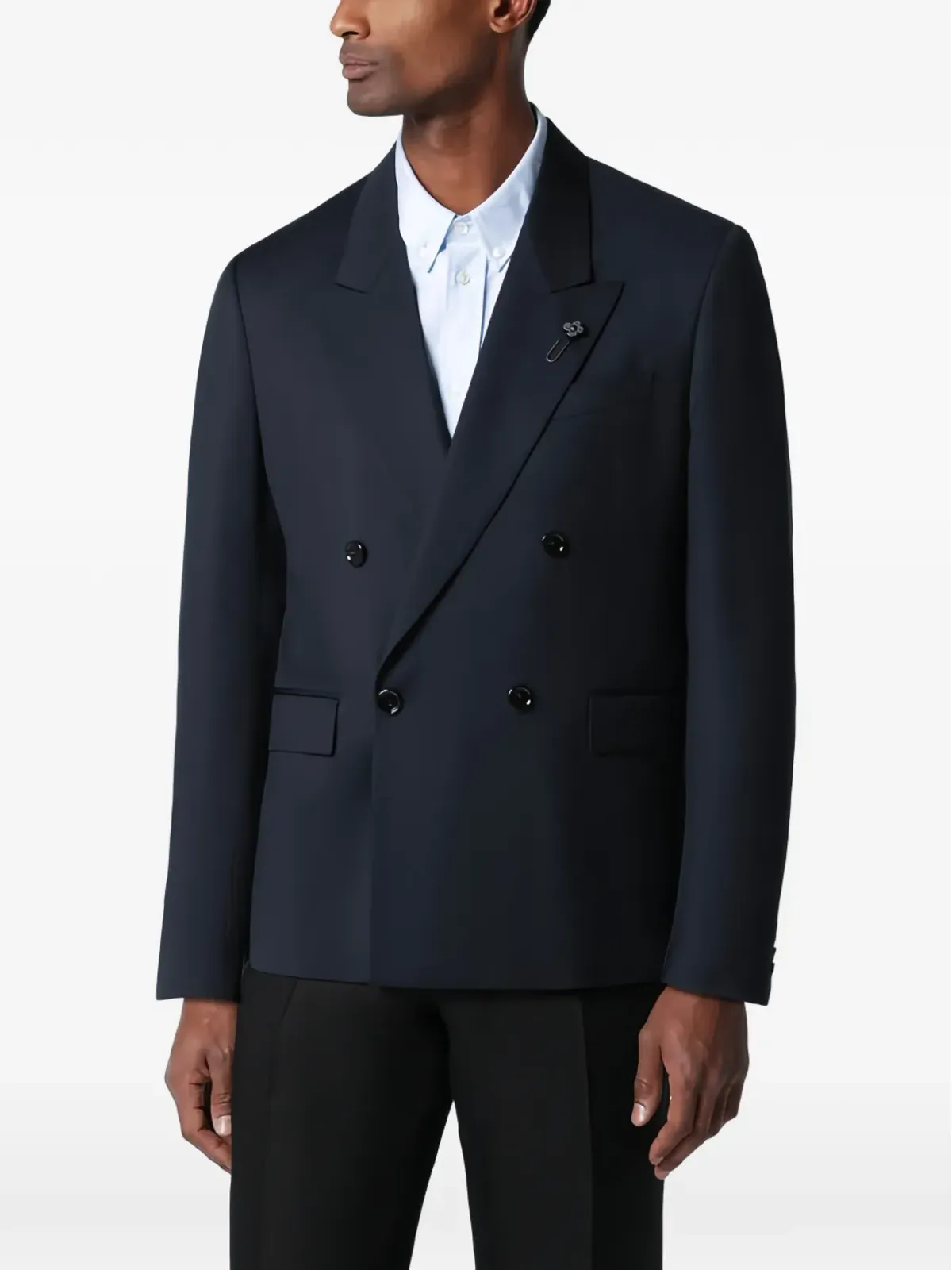 Lardini wool double-breasted jacket - Blue - 画像1