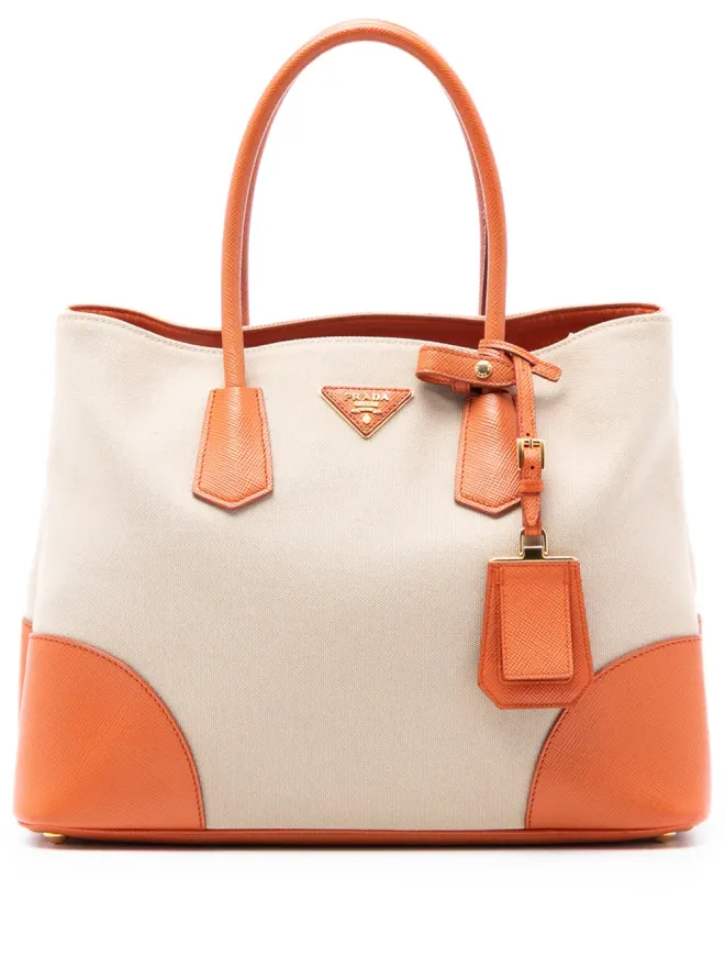 Prada Pre-Owned Prada Pre-Owned サフィアーノ トリム付きキャンパス地 ダブルサッチェルの商品画像