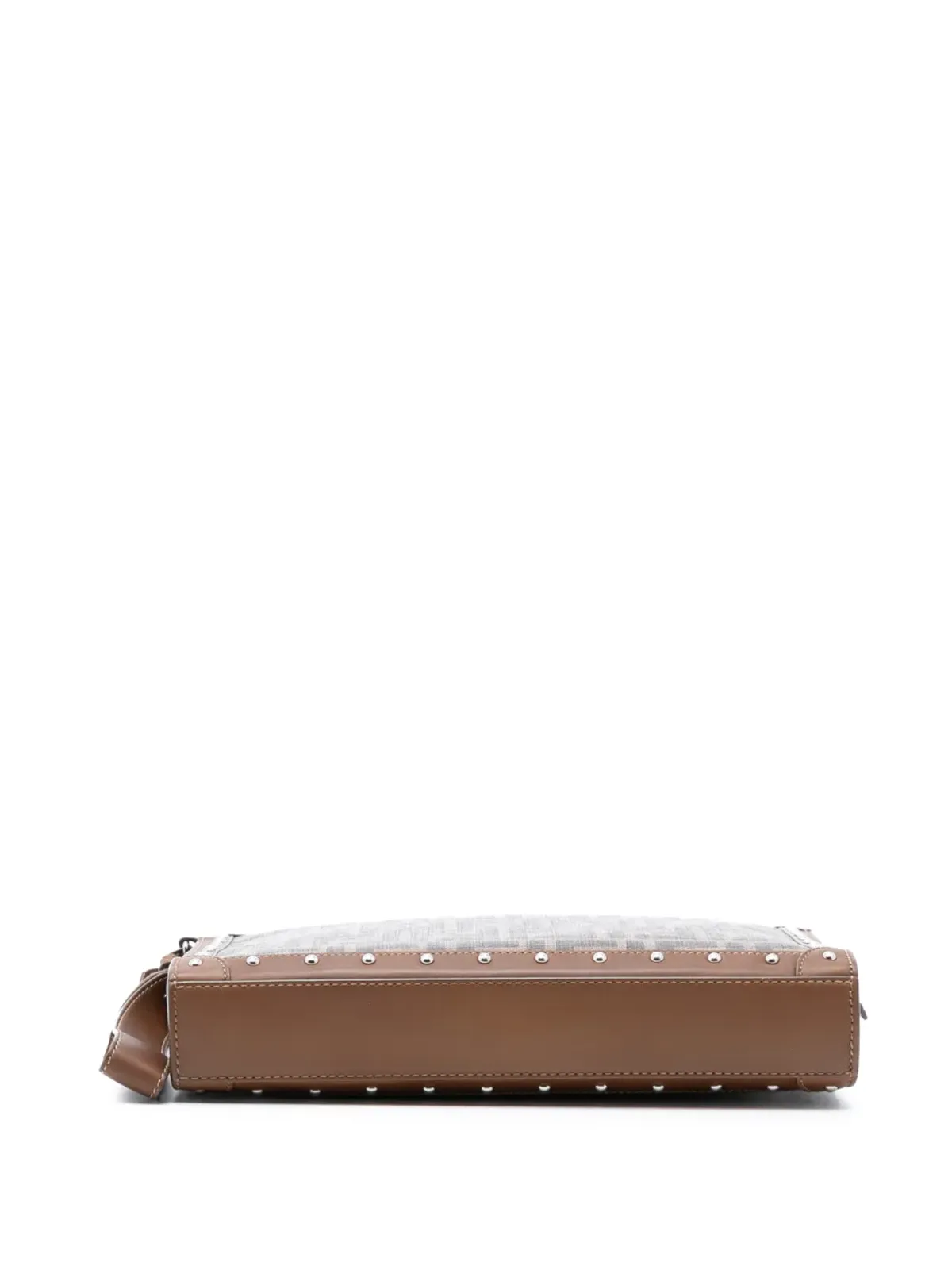 Fendi Pre-Owned スタッズ付きレザー・トリム Zucca コーテッドキャンバス クラッチバッグ - 画像4