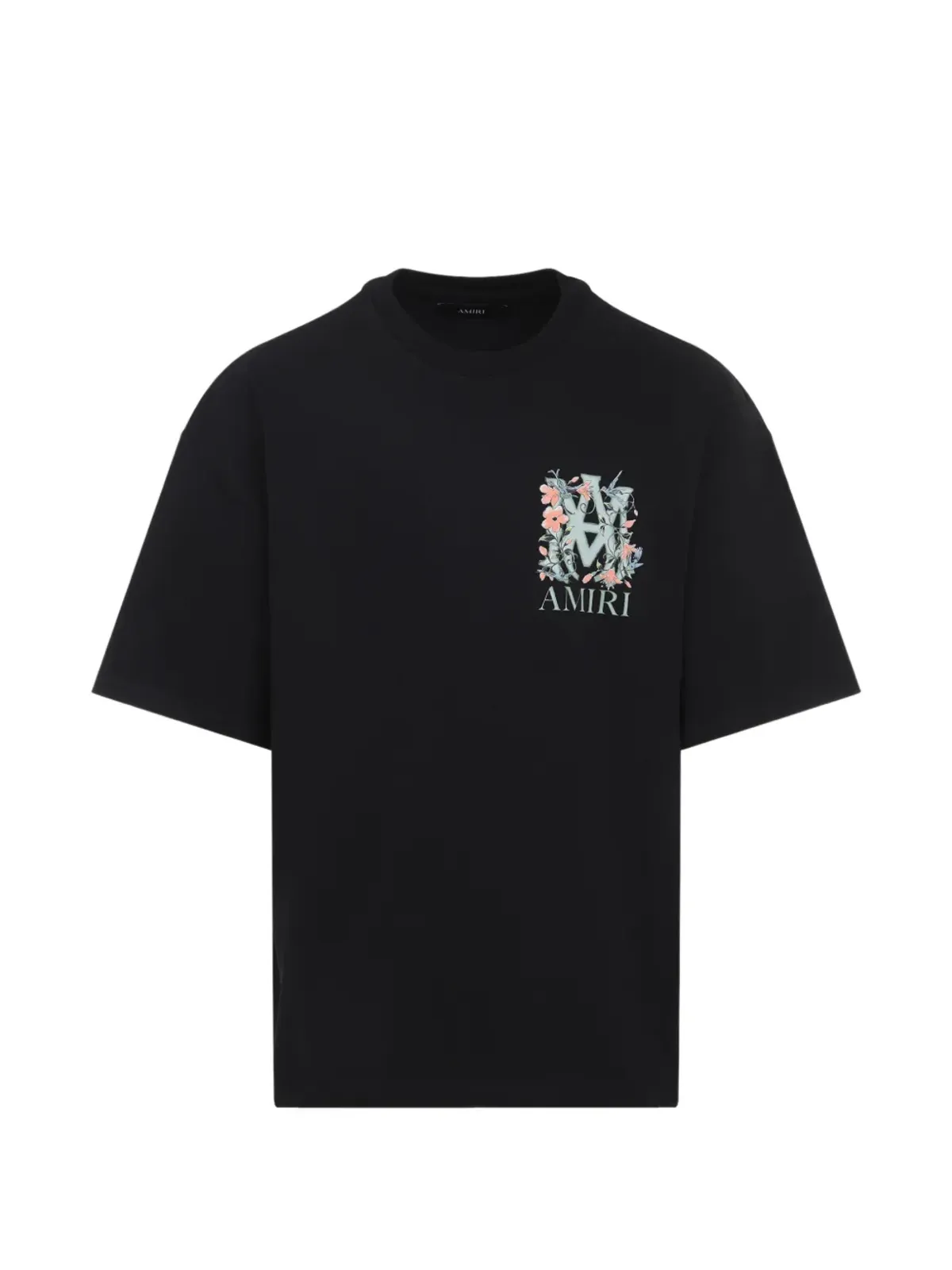 AMIRI フローラルロゴプリントTシャツ ブラック - 画像1
