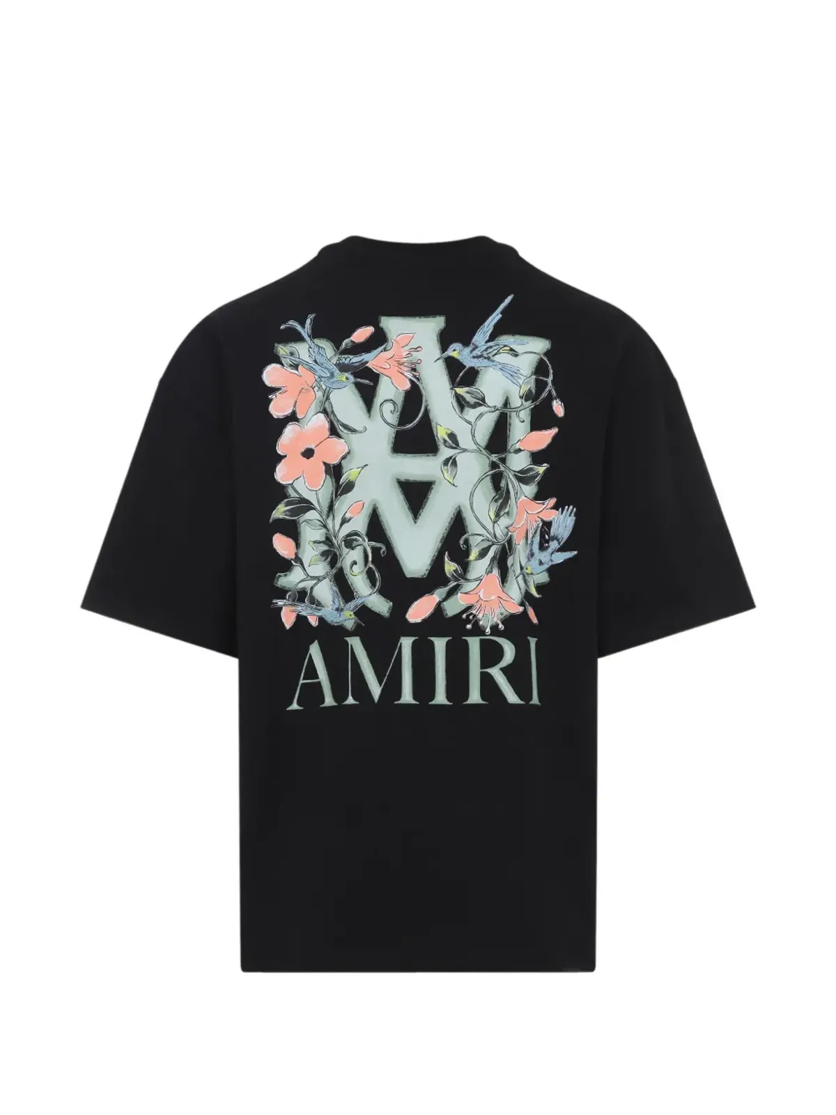 AMIRI フローラルロゴプリントTシャツ ブラック - 画像2