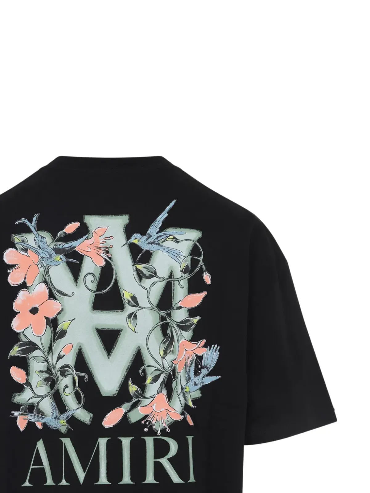 AMIRI フローラルロゴプリントTシャツ ブラック - 画像3