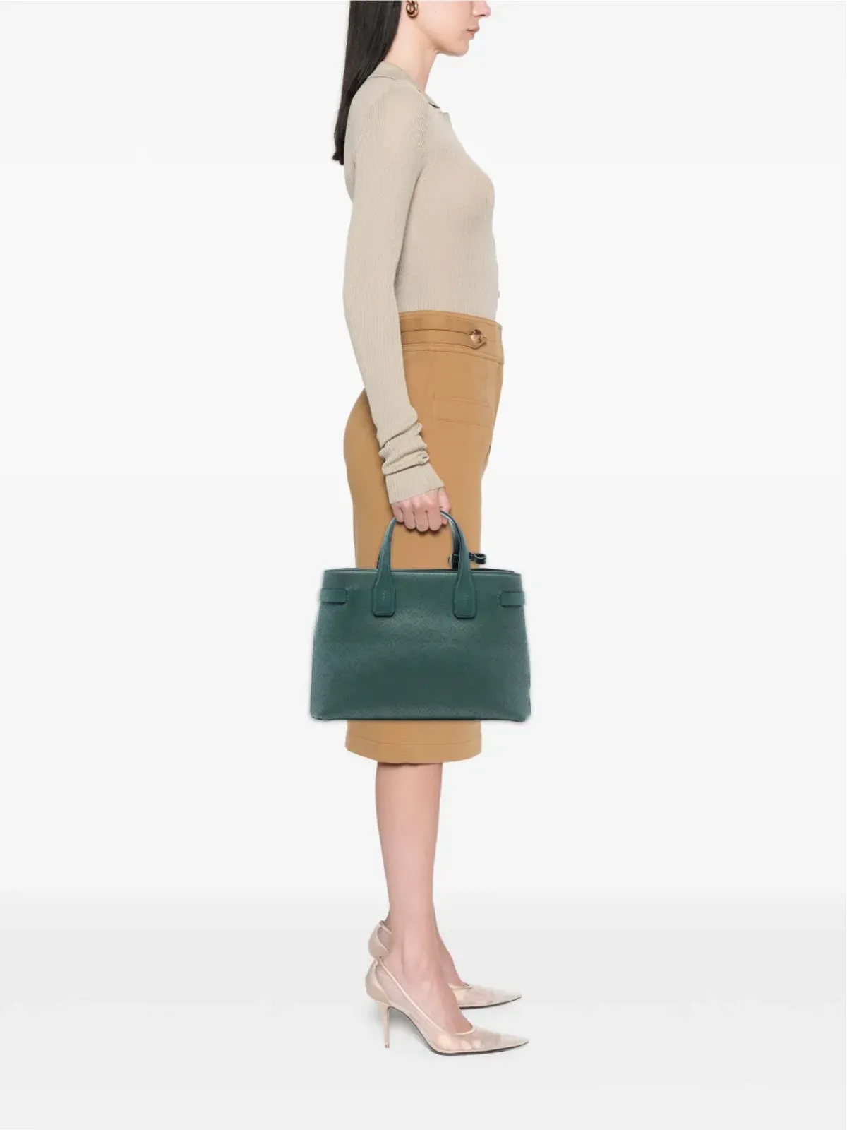 Burberry Pre-Owned パンチングレザー バナー・サッチェル - 画像2