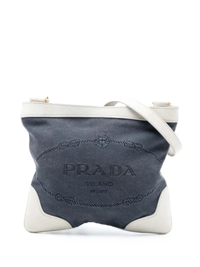 Prada Pre-Owned Prada Pre-Owned キャンバス カナパ ロゴ クロスボディバッグ - ブルーの商品画像
