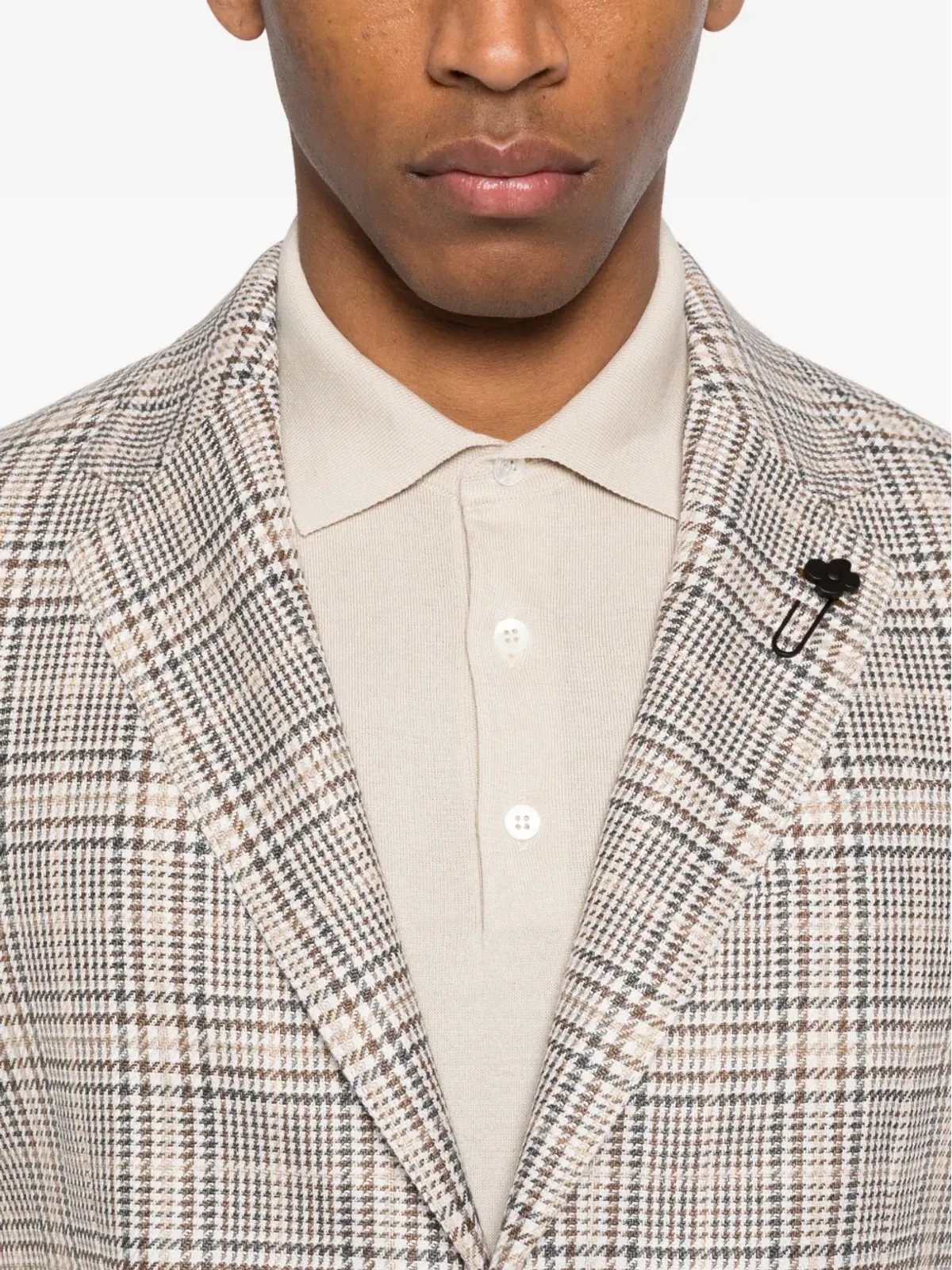 Lardini チェック柄シングルブレストジャケット - 画像5