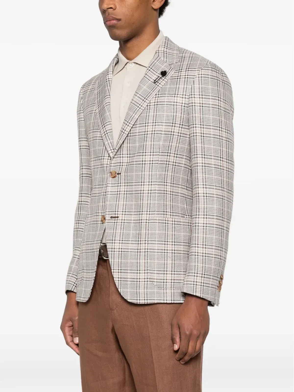 Lardini チェック柄シングルブレストジャケット - 画像3