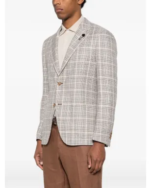 Lardini チェック柄シングルブレストジャケット - サムネイル3