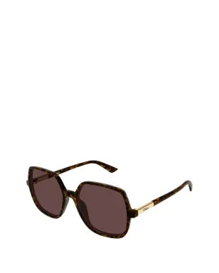 Chloé Eyewear オーバーサイズ ブラウンレンズ ジオメトリカル アセテート サングラス HAVANA-HAVANA-BROWN - サムネイル2