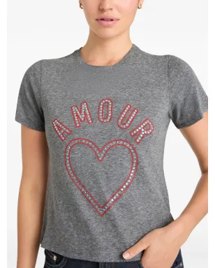 Cinq A Sept クリスタル・アムール・ハート・シュランクドTシャツ - Grey - サムネイル5