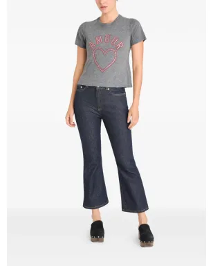 Cinq A Sept クリスタル・アムール・ハート・シュランクドTシャツ - Grey - サムネイル2