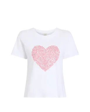 Cinq A Sept ラインストーン装飾ハートプリント Tシャツ - ホワイト - サムネイル1