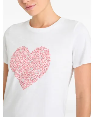 Cinq A Sept ラインストーン装飾ハートプリント Tシャツ - ホワイト - サムネイル5