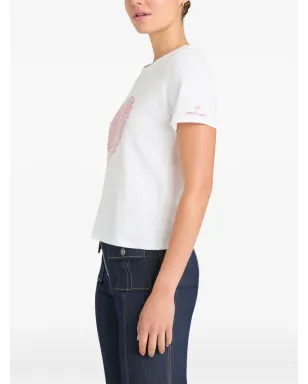 Cinq A Sept ラインストーン装飾ハートプリント Tシャツ - ホワイト - サムネイル3