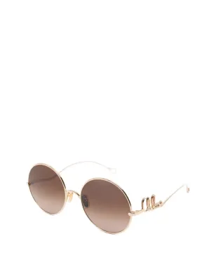Chloé Eyewear オーバーサイズ・サークル ブラウングラデーション レンズ メタルフレーム サングラス - サムネイル2