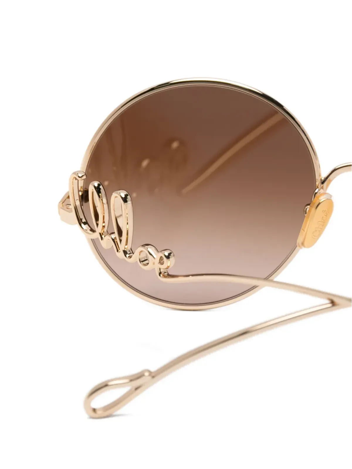 Chloé Eyewear オーバーサイズ・サークル ブラウングラデーション レンズ メタルフレーム サングラス - 画像3