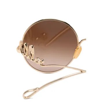 Chloé Eyewear オーバーサイズ・サークル ブラウングラデーション レンズ メタルフレーム サングラス - サムネイル3