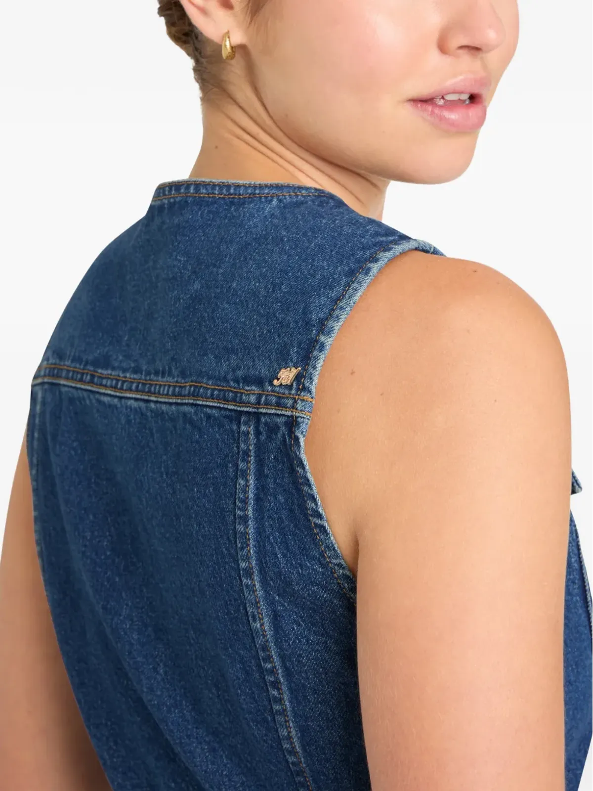 Cinq A Sept Reenee button belted jean vest - Blue - 画像4