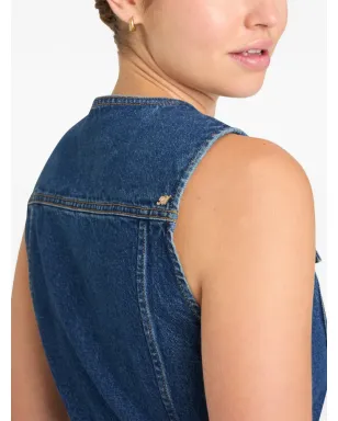 Cinq A Sept Reenee button belted jean vest - Blue - サムネイル4