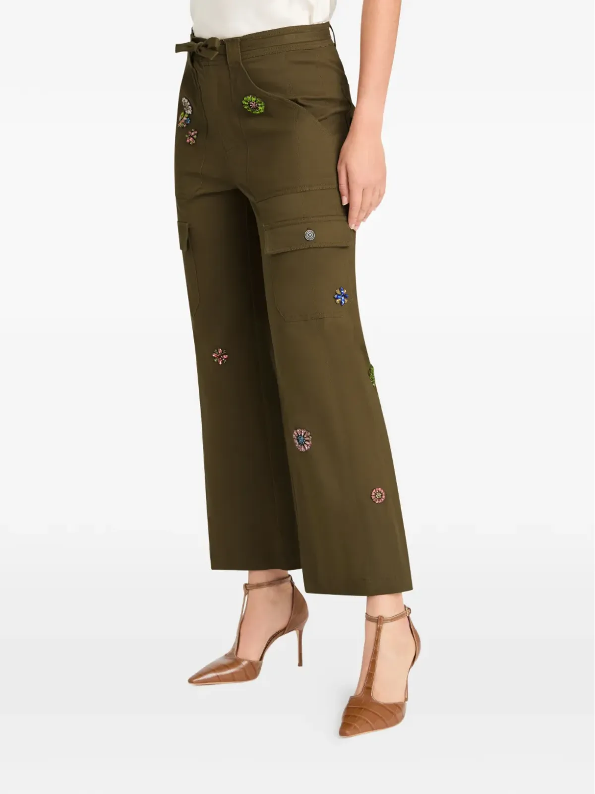 Cinq A Sept Love Michelle エンベリッシュドカーゴパンツ グリーン - 画像3