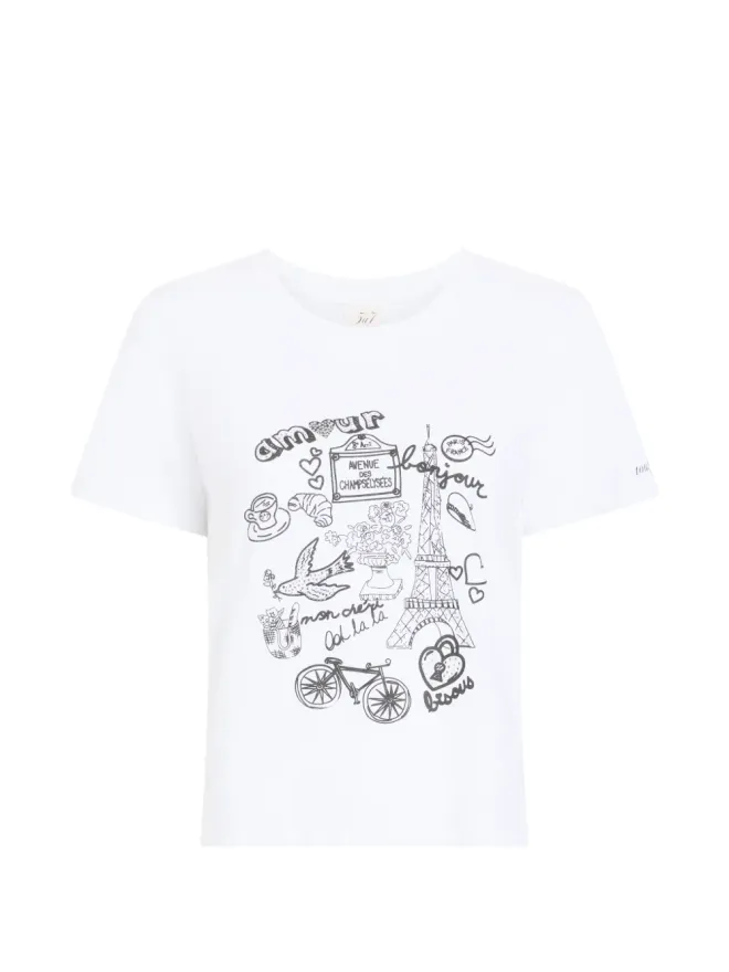 Cinq a Sept Cinq A Sept ラインストーン・ドゥードル・シュランクドTシャツの商品画像