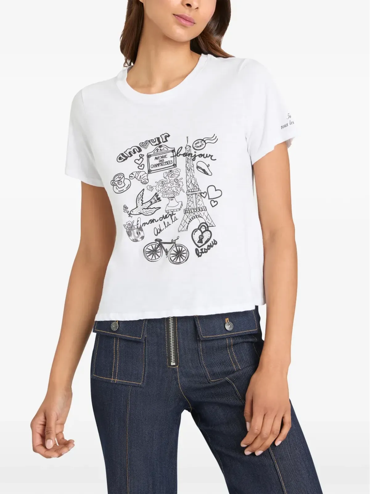 Cinq A Sept ラインストーン・ドゥードル・シュランクドTシャツ - 画像3