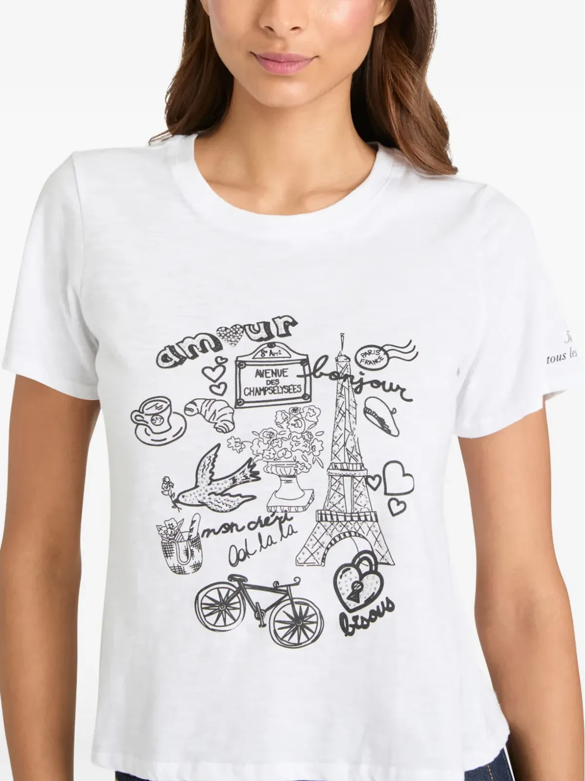 Cinq A Sept ラインストーン・ドゥードル・シュランクドTシャツ - 画像4