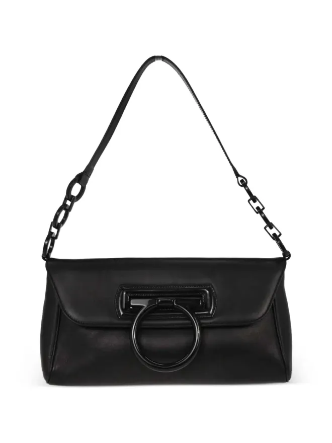 Ferragamo Pre-Owned Ferragamo Pre-Owned 1990-2000年代 ガンチーニ レザー ショルダーバッグ ブラックの商品画像