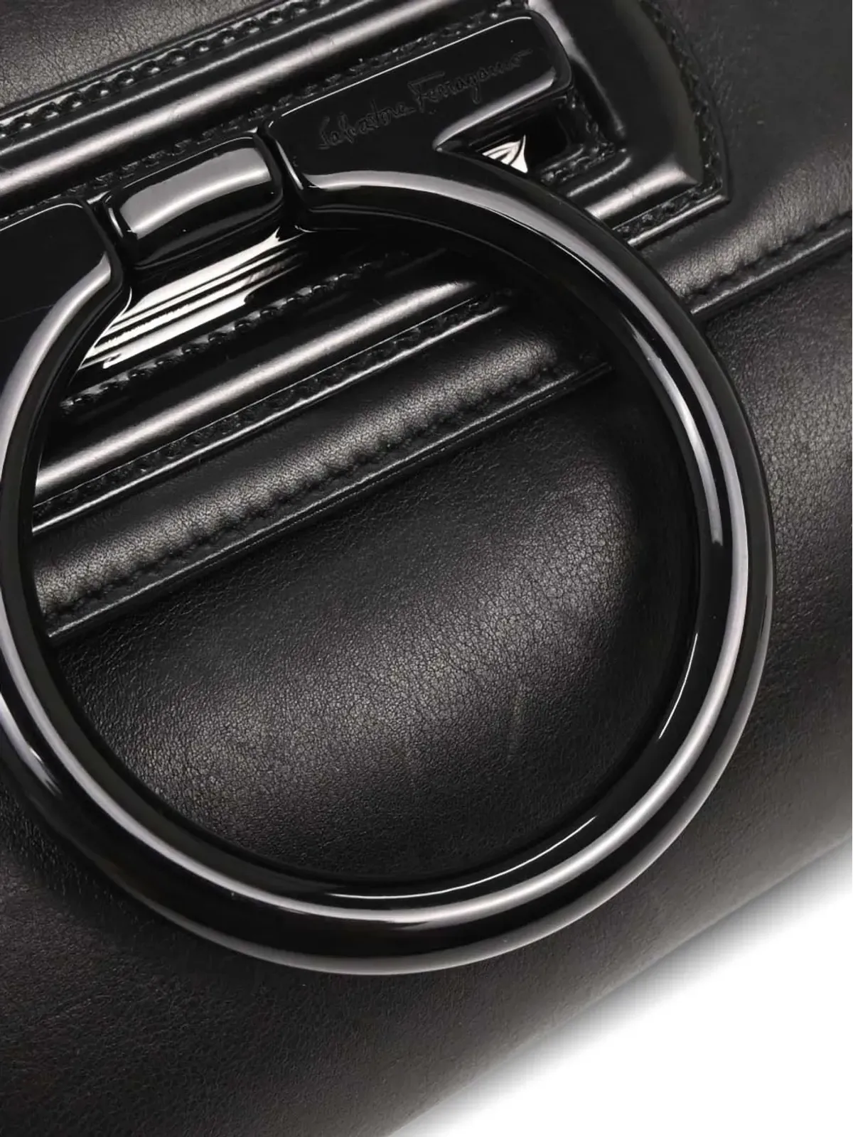 Ferragamo Pre-Owned 1990-2000年代 ガンチーニ レザー ショルダーバッグ ブラック - 画像4