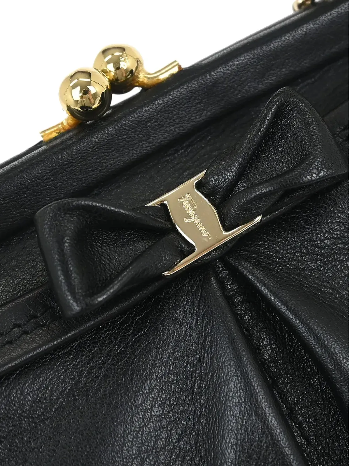 Ferragamo Pre-Owned キスロックショルダーバッグ ブラック - 画像5