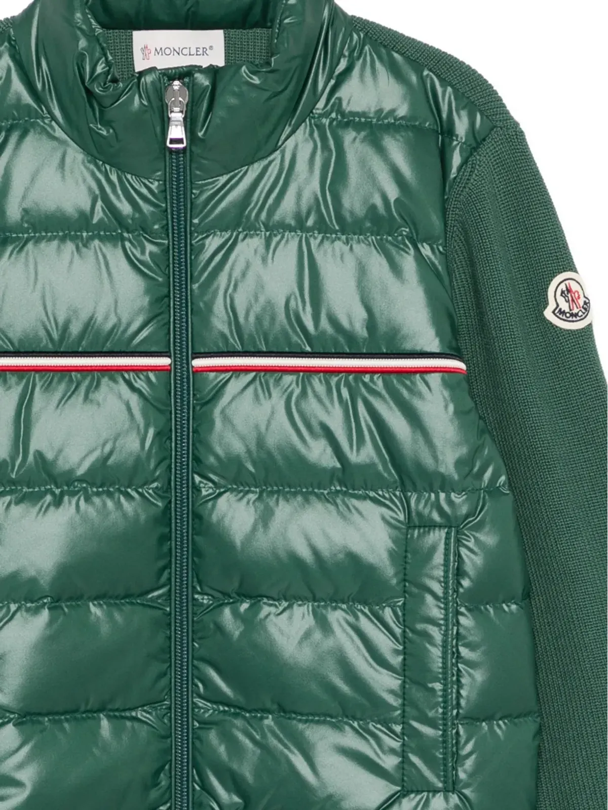 Moncler Enfant トリコロールストライプジャケット グリーン - 画像3