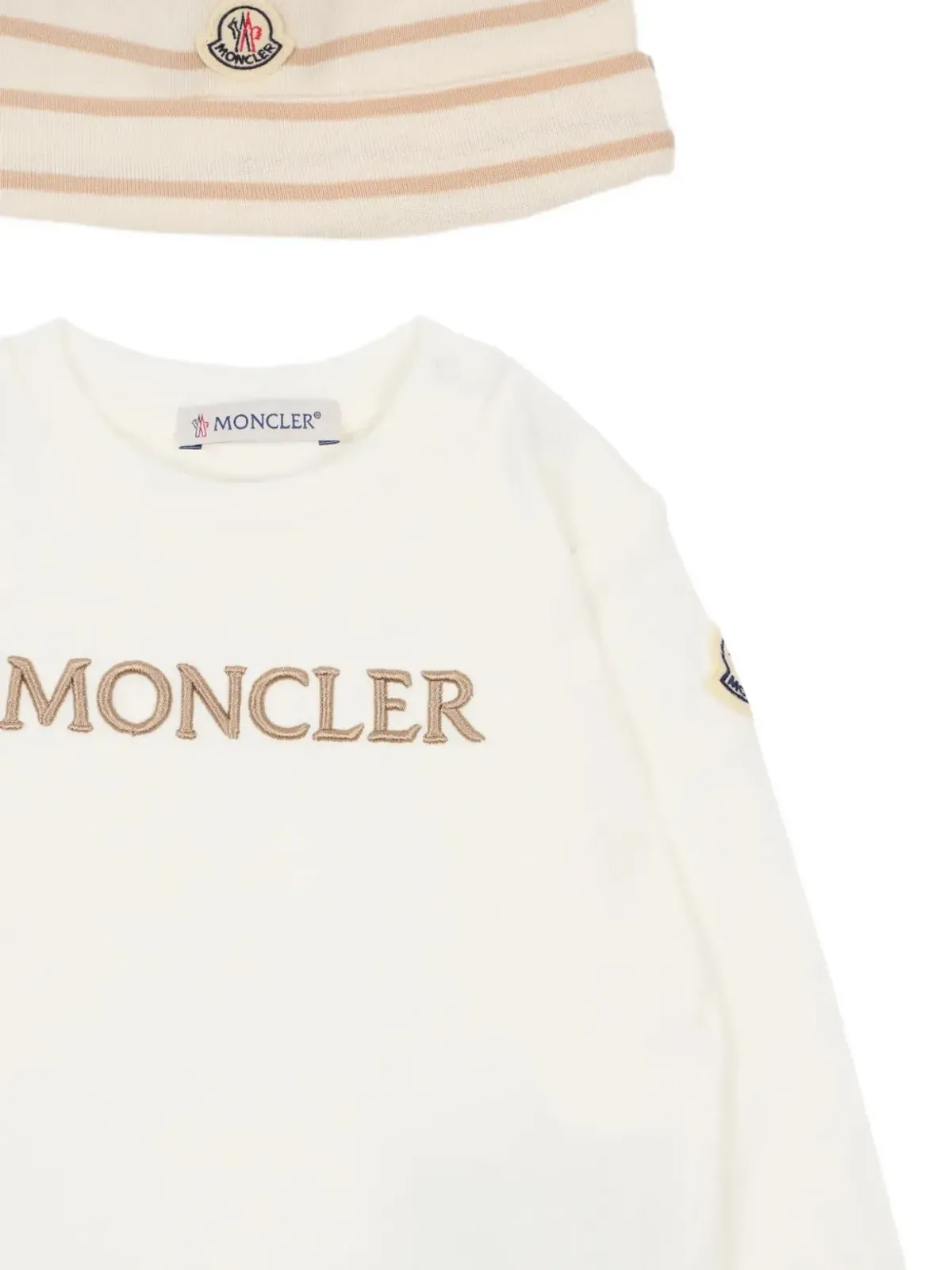 Moncler Enfant 刺繍ロゴ入りストライプパンツセット（3点セット） - 画像3