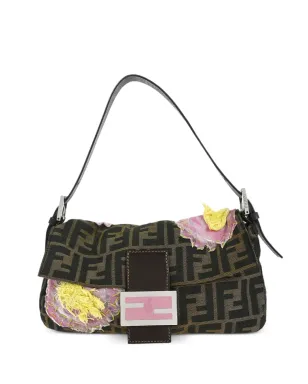 Fendi ビンテージ Zucca バゲット フローラル刺繍ショルダーバッグ ブラウン - サムネイル1