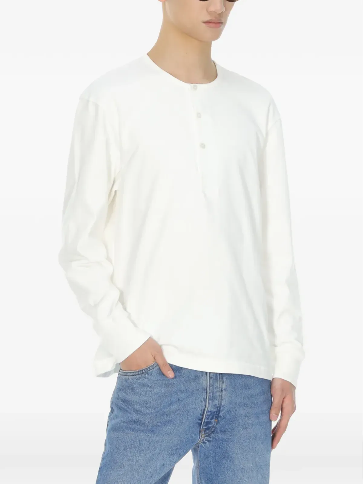 Studio Nicholson 長袖ヘンリーネックTシャツ - ホワイト - 画像5