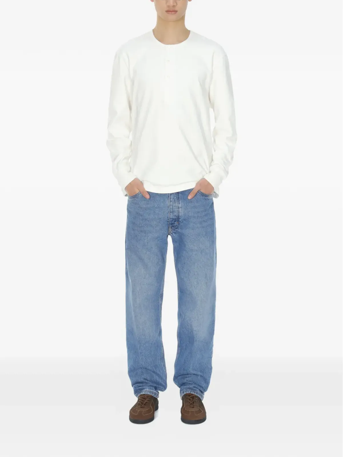 Studio Nicholson 長袖ヘンリーネックTシャツ - ホワイト - 画像2