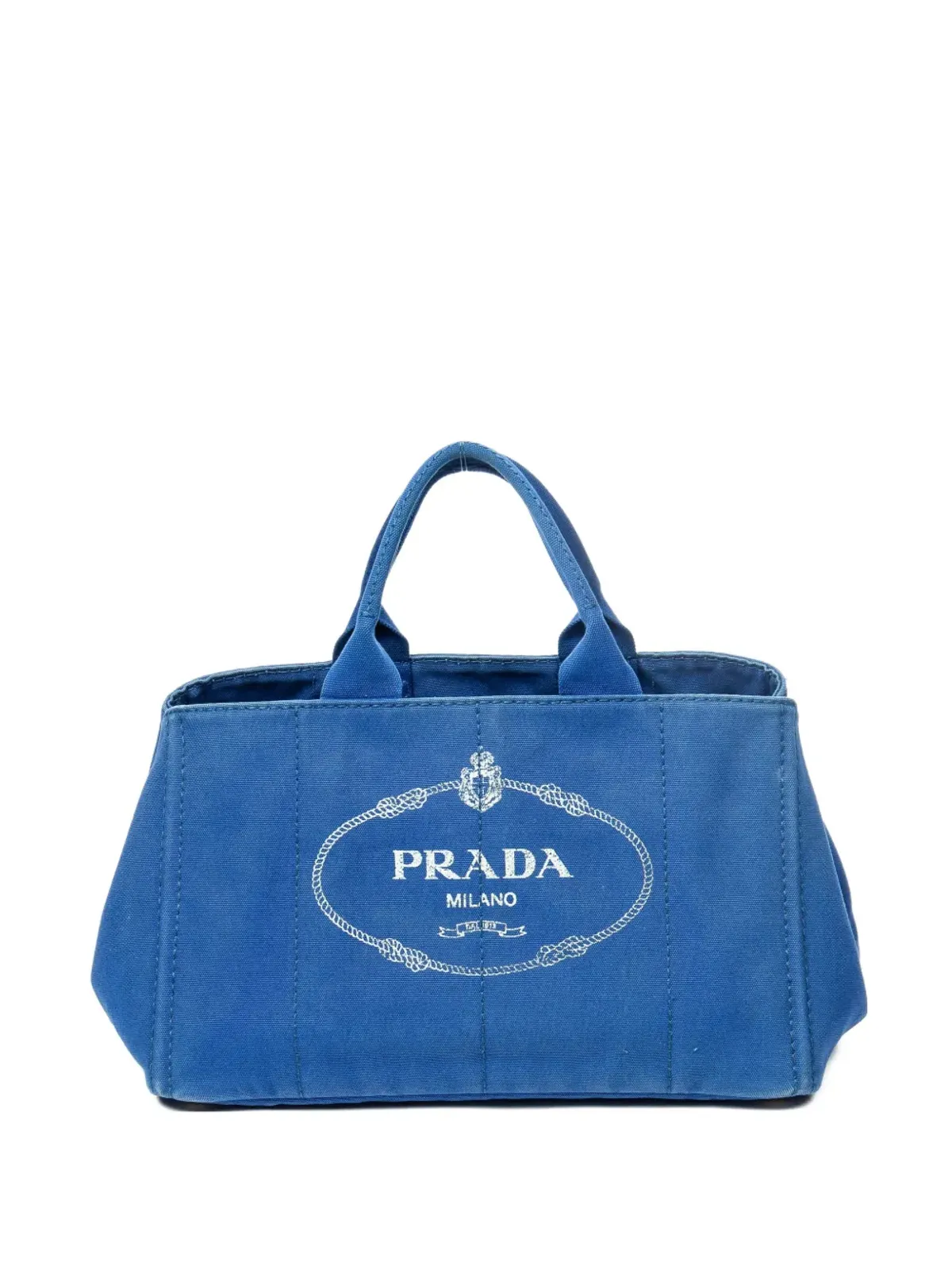 Prada ビンテージ Canapa ロゴプリント 大容量トートバッグ - ブルー - 画像1