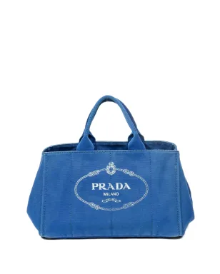 Prada ビンテージ Canapa ロゴプリント 大容量トートバッグ - ブルー - サムネイル1