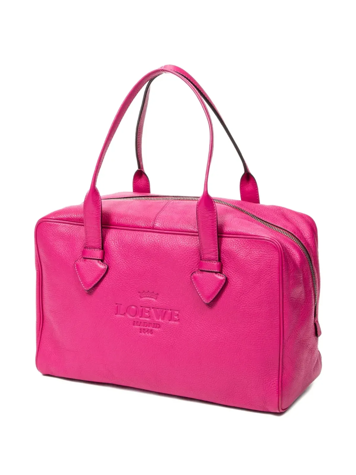 Loewe Pre-Owned ボストンレザー ロゴエンボス トートバッグ（ピンク） - 画像3