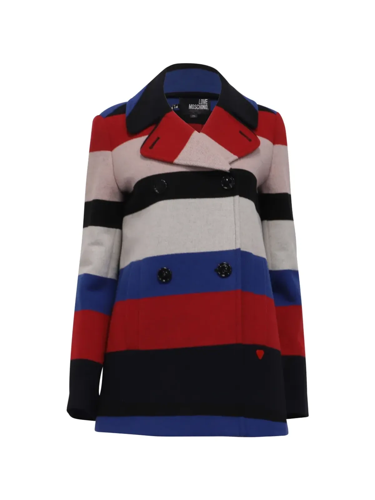 Moschino Pre-Owned ストライプ柄ダブルブレストピーコート - 画像1