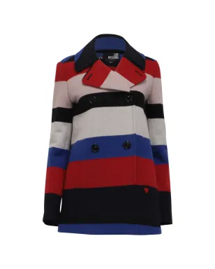 Moschino Pre-Owned ストライプ柄ダブルブレストピーコート - サムネイル1