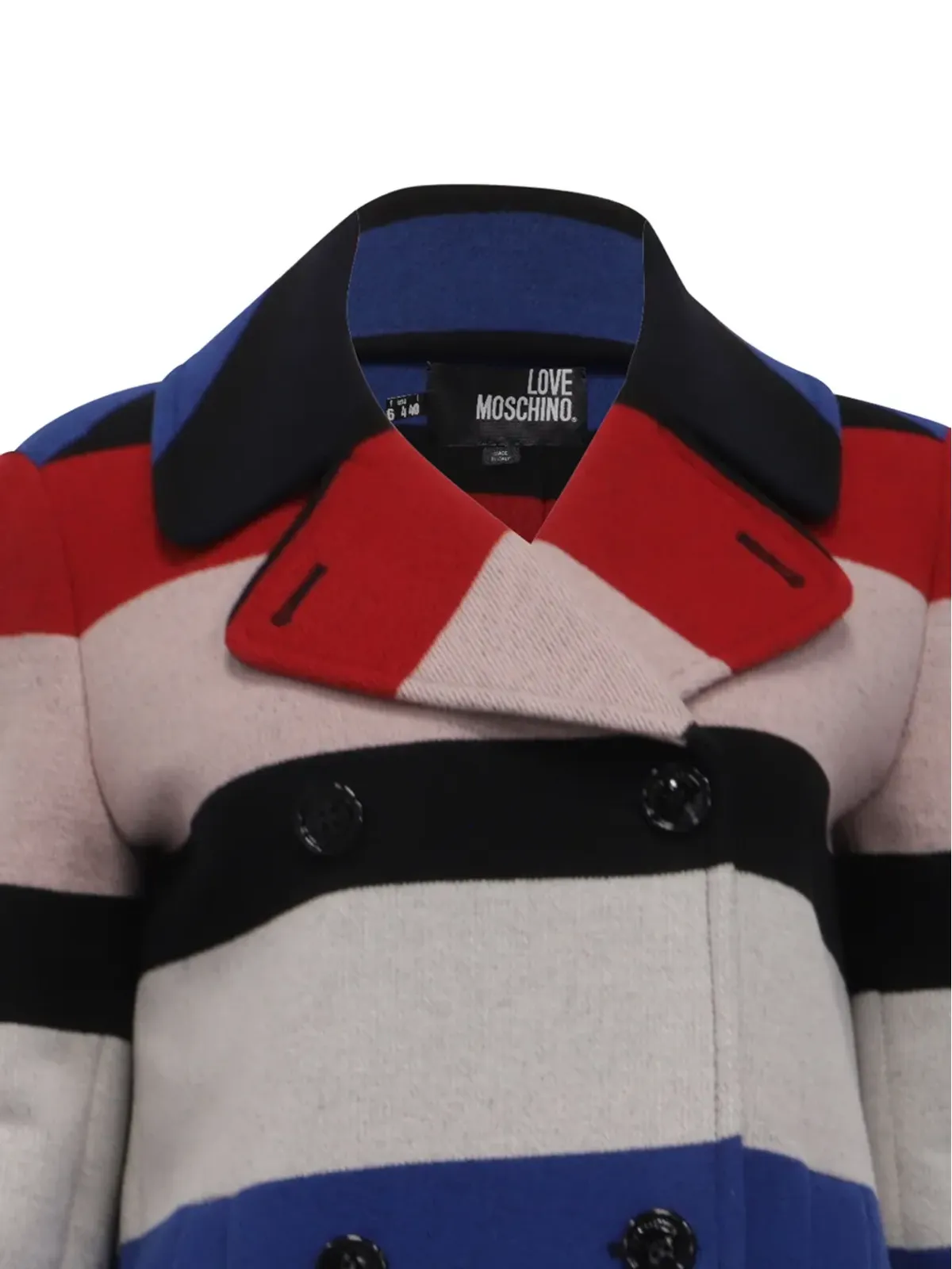 Moschino Pre-Owned ストライプ柄ダブルブレストピーコート - 画像4