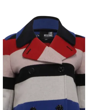Moschino Pre-Owned ストライプ柄ダブルブレストピーコート - サムネイル4