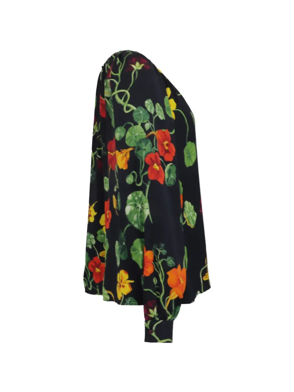 Oscar de la Renta ビンテージ ナスターチューム柄 長袖ブラウス - 画像3