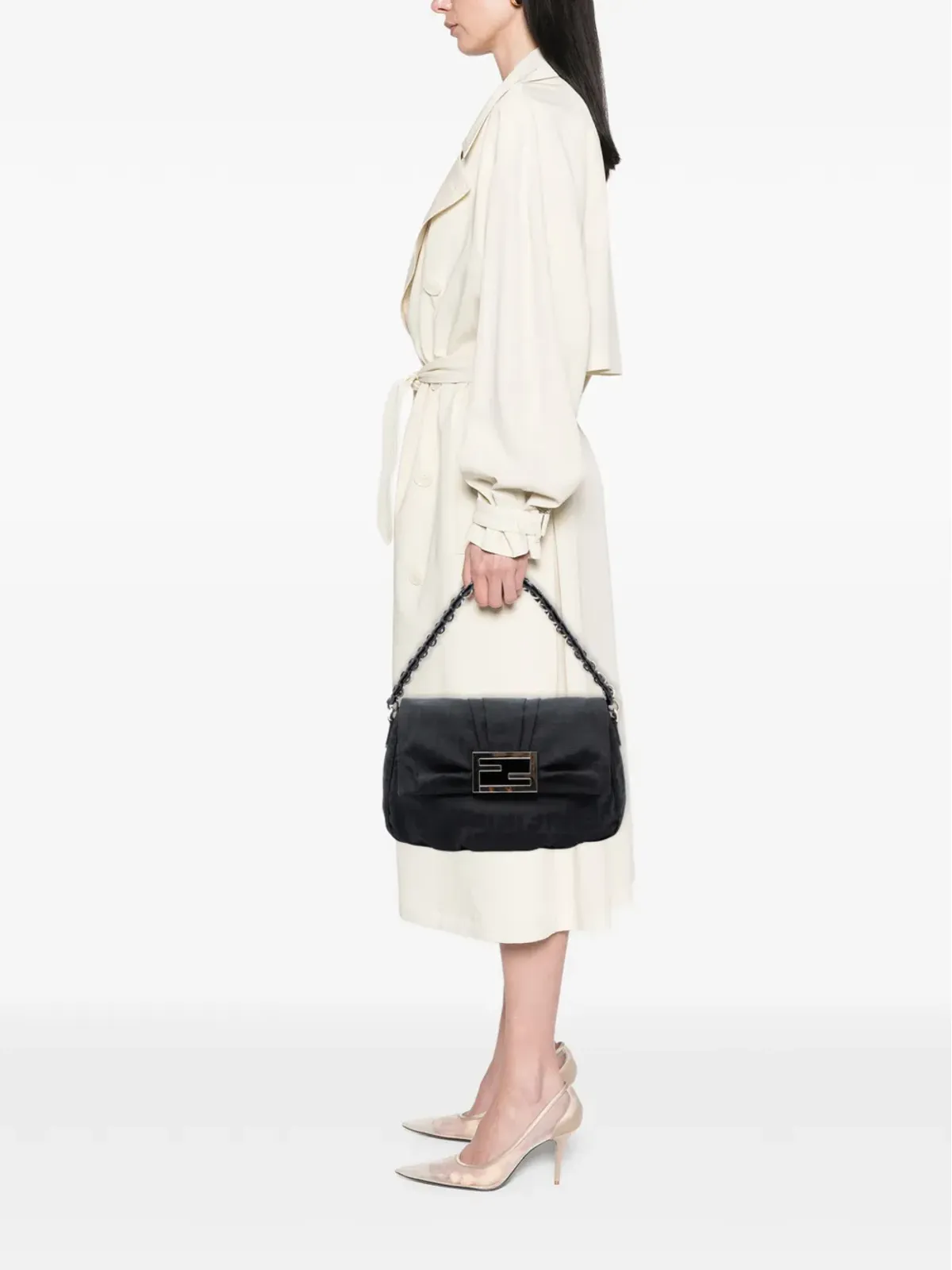Fendi ビンテージ Zucca Canvas Mia Flap ショルダーバッグ - ブラック - 画像2
