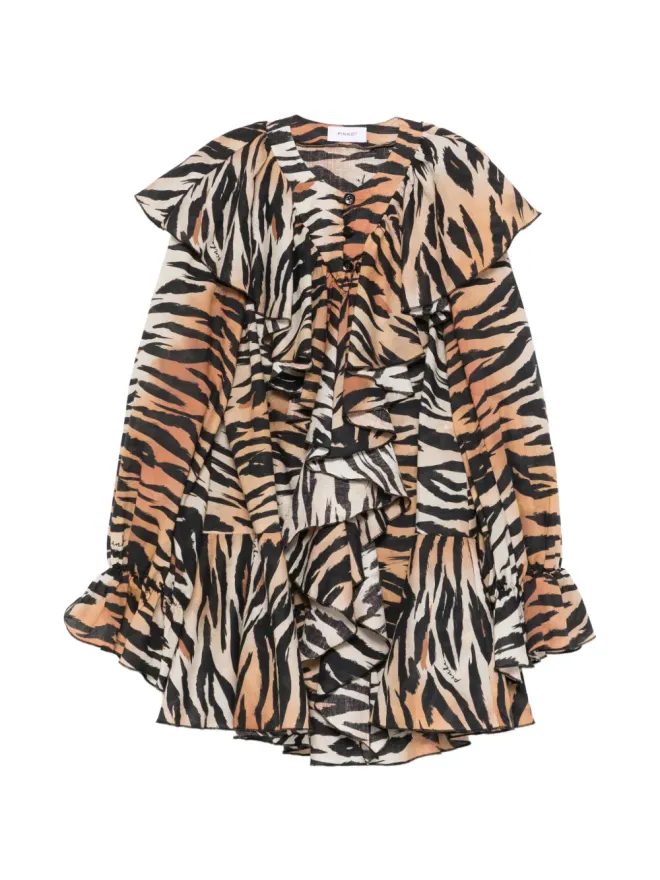 Pinko Kids Pinko Kids 虎柄フリルワンピース ブラウンの商品画像